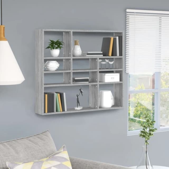 Vidaxl Wall Shelf Grey Sonoma 90X16X78cm Engineered Wood, Grey 815559