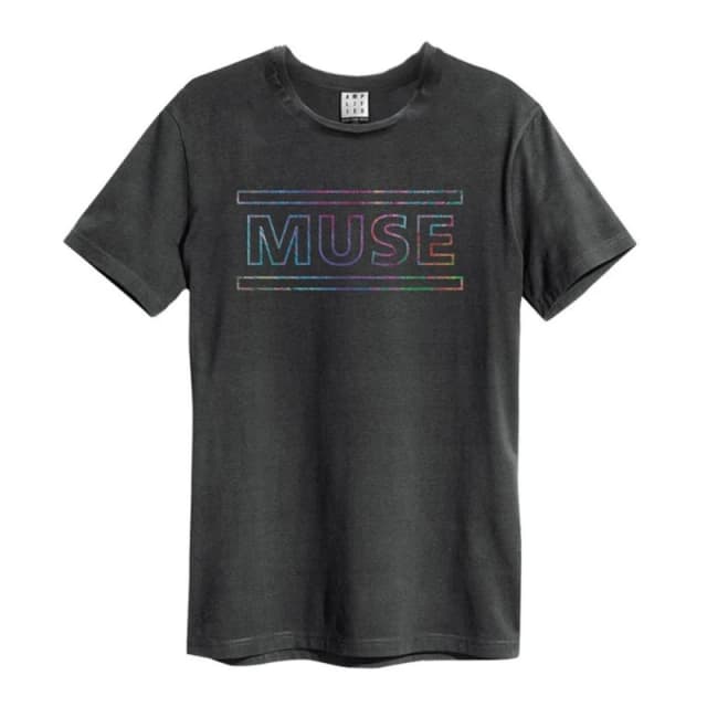 Amplified Mens Rainbow Logo Muse T-Shirt in Charcoal Size: Medium Charcoal Male M
