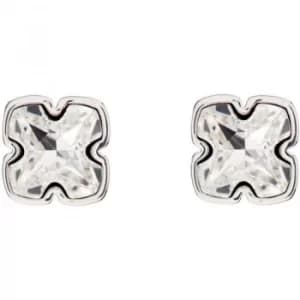 Ladies Karen Millen Silver Plated Art Glass Flower Stud Earrings