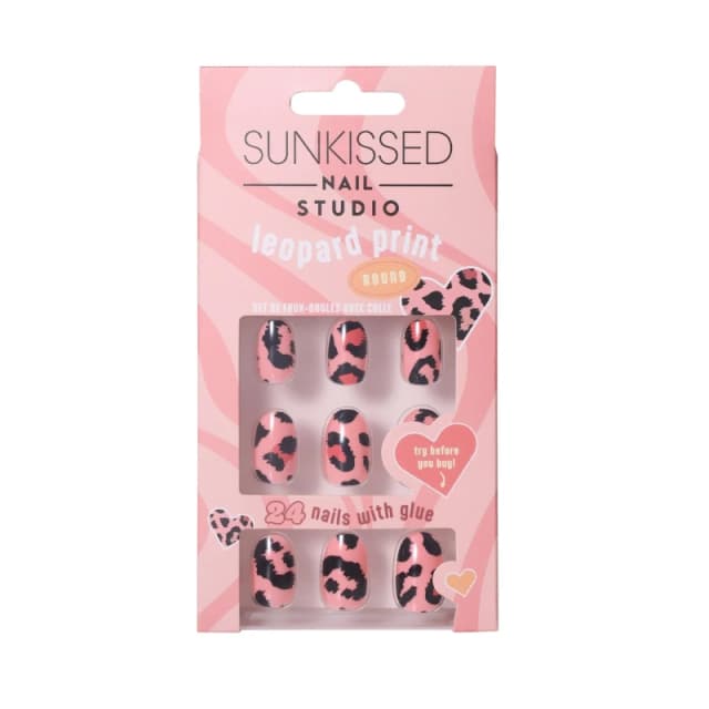 Sunkissed Nails Acrylic Strength Round Leopard Print Nails 24 Pieces