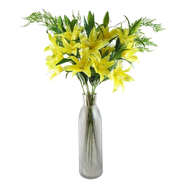 Leaf Leaf 100cm Yellow Lily and Fern Display Glass Vase Yellow