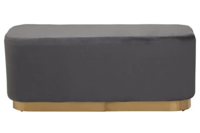 Premier Housewares Interiors By Premier Grey Rectangle Stool With Gold Base, Velvet Upholstered Makeup Stool, Pouffe Footstool With Modern Link