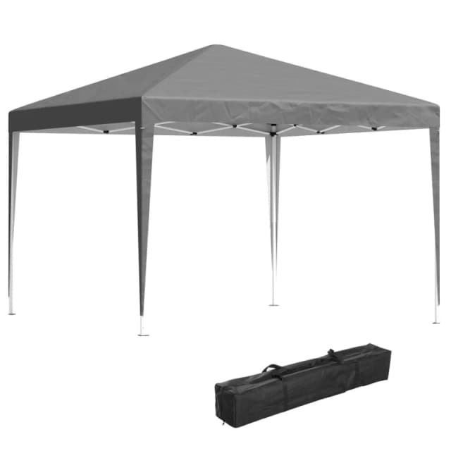 Outsunny 3 x 3M Garden Pop Up Gazebo Height Adjustable Marquee Party Tent Wedding Canopy with Carrying Bag Grey - Outsunny 840-158V00GY
