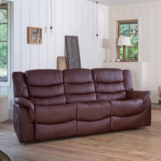 Artemis Home Almeira 3 Seat Recliner Sofa in Burgundy Burgundy Unisex
