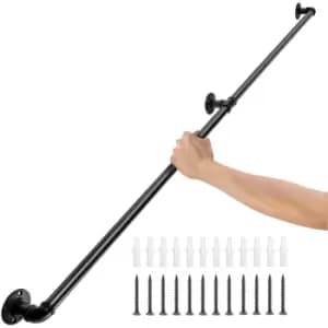 VEVOR Pipe Stair Handrail, 6FT Staircase Handrail, 440LBS Load Capacity Carbon Steel Pipe Handrail, Industrial Pipe Handrail with Wall Mount Support,