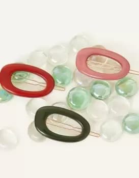 Accessorize Womens Oval Hair Clips Set of Three