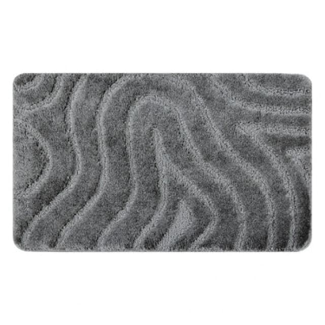 RugsX Bathroom Rug Supreme Waves, Non-Slip, Soft - Grey 50X80 Cm