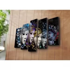 5PAT-3 Multicolor Decorative Canvas Painting (5 Pieces)