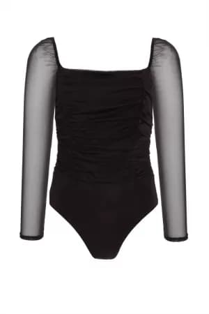 Quiz Black Mesh Square Neck Bodysuit - 6
