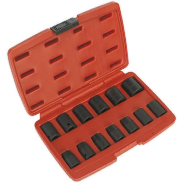 Loops 13 Piece Impact Socket Set - 1/2" Sq Drive - 6-Point WallDrive - Storage Case Multi