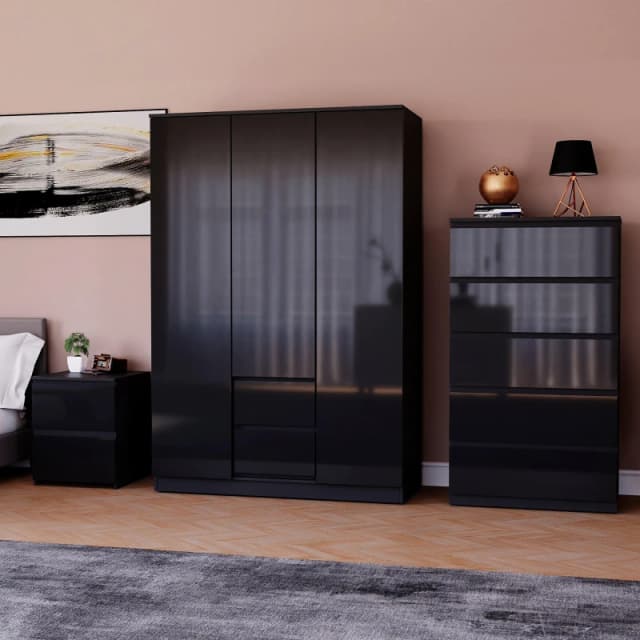 Lassic Vida Designs Glinton Gloss 3 Piece Bedroom Set 8 Black unisex 3 Piece