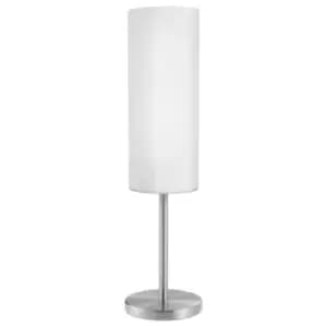 Table Lamp Colour Satin Nickel Shade White Painted Satin Glass Bulb E27 1x60W