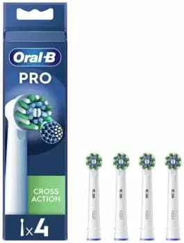 Oral B Cross Action Replacement Heads White Toothbrush 4Pcs