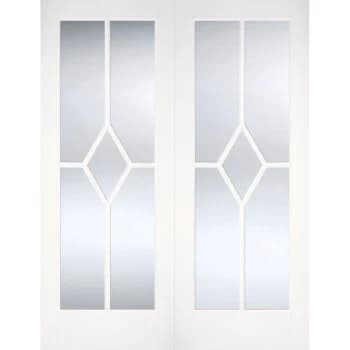 LPD Reims White Primed Glazed Internal Door Pair - 1981mm x 1066mm (78 inch x 42 inch)