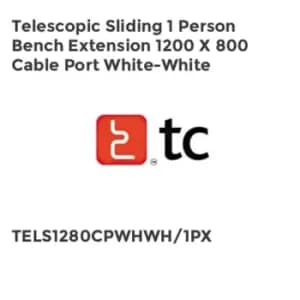 TC Group Telescopic Sliding 1 Person Bench Extension 1200 x 800 Cable Port White
