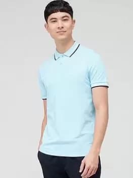 BOSS Paul Curved Polo Shirt - Light Blue, Size 2XL, Men