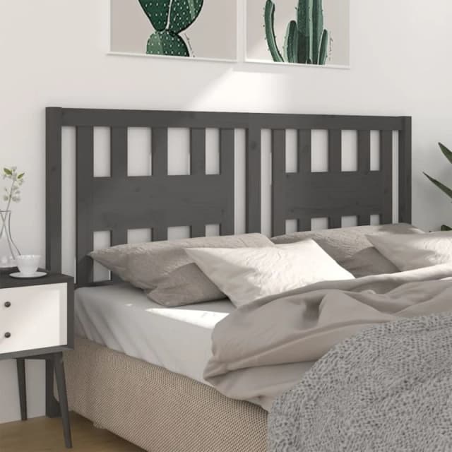 Vidaxl Headboard Grey 141X4X100 Cm Solid Wood Pine, Grey 818667