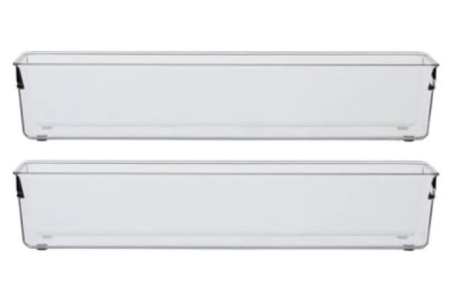 Orsina Versatile Large Set Of Two Slim Kitchen Organisers, Integrated Handle Narrow Storage Boxes, Versatile Boxes