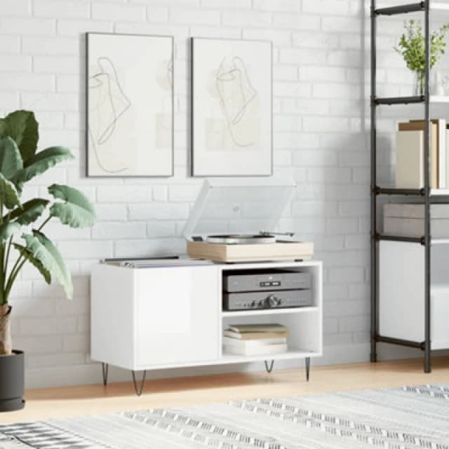 VIDAXL Record Cabinet High Gloss White 85x38x48cm Engineered Wood Vidaxl 8720845877132