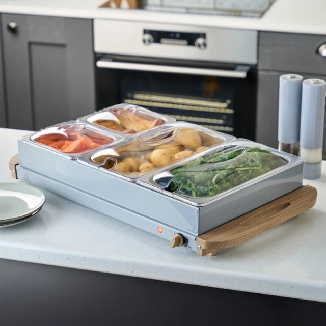Cooks Professional 4-Section Buffet Warmer 7.2L with Hotplate Function & Adjustable Temp in Grey Grey Unisex