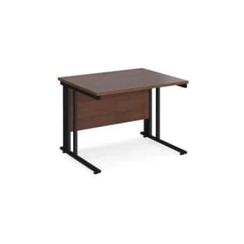Office Desk 1000mm Rectangular Desk With Cable Managed Leg Walnut Tops With Black Frames 800mm Depth Maestro 25