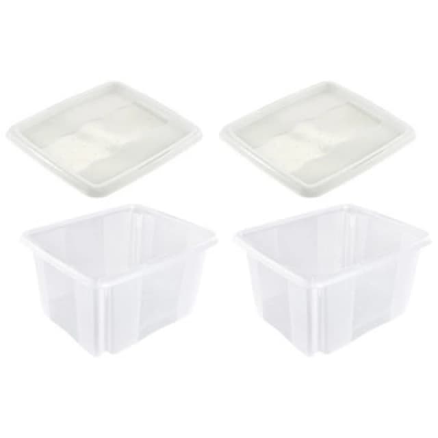 Keeeper Set of 2 Storage Box 24 Litre with Lid Turn Around Stacking System Clear unisex