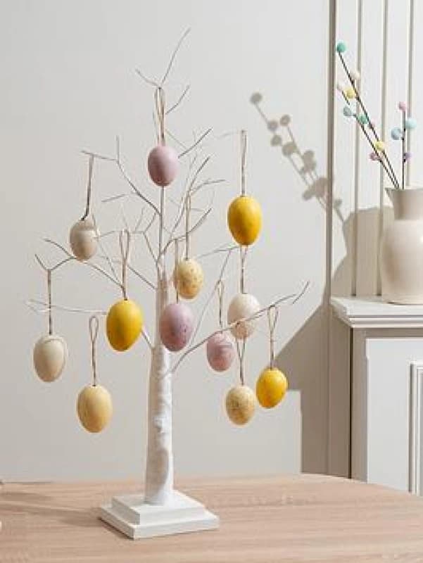 SO'HOME 70cm Twig Tree & Hanging Egg Decorations in Speckled Mix (12pc) Yellow ONE SIZE