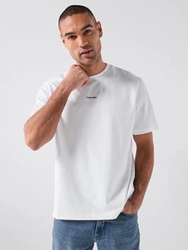 Calvin Klein Cotton Pique Nano T-Shirt with Short Sleeves White Men S;M;L;XL