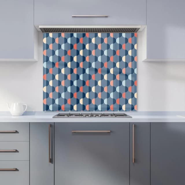 Warren Reed - Designer Geometric Pattern Kitchen Splashback in Blue Size: 700mm x 650mm Blue Unisex 700mm x 650mm