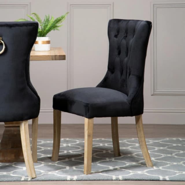 Premier Housewares Buttoned Dining Chair Black