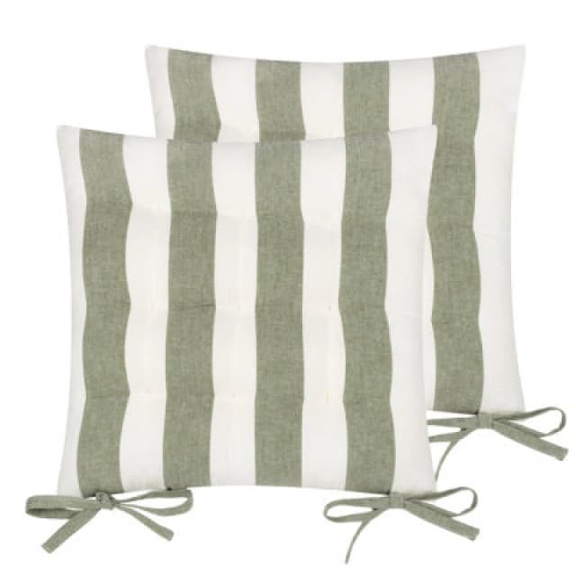 Yard Hayle Striped 100% Cotton Seat Pads - 2 Pack in Dark Green Size: 40cm x 40cm Dark Green Unisex 40cm x 40 cm