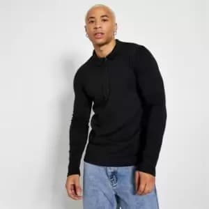 I Saw It First Mens Rib Polo Shirt - Black