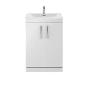 Nuie Athena 600 Floor Standing 2-door Vanity & Curved Basin - Gloss Grey Mist