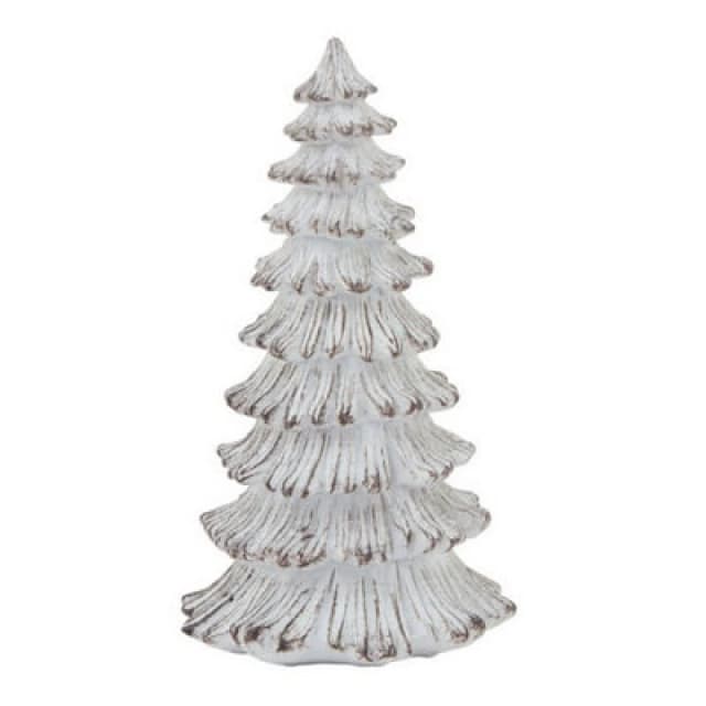 Hill Interiors Small Snowy Fir Tree Sculpture - Resin - L10 X W10 X H17cm - White