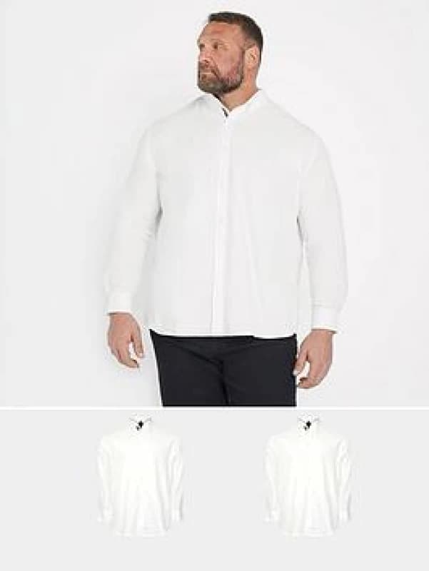 BadRhino BadRhino Men 2 Pack Poplin Long Sleeve Shirts in White Size: 5-6X-Large White 5-6XL Male 5063111857524