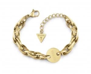Guess Gold Plated Oval Chunky Chain ID Bracelet