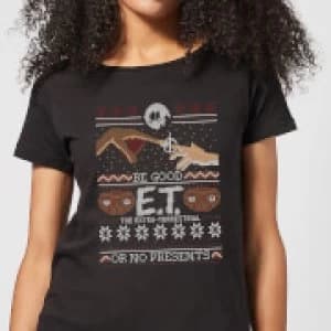 E.T. the Extra-Terrestrial Be Good or No Presents Womens T-Shirt - Black