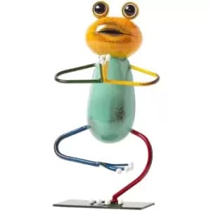 Metal 'Half Tree' Yoga Frog, 29cm Tall - Multi - Homescapes