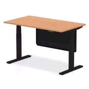 Air 1400 x 800mm Height Adjustable Desk Oak Top Black Leg With Black