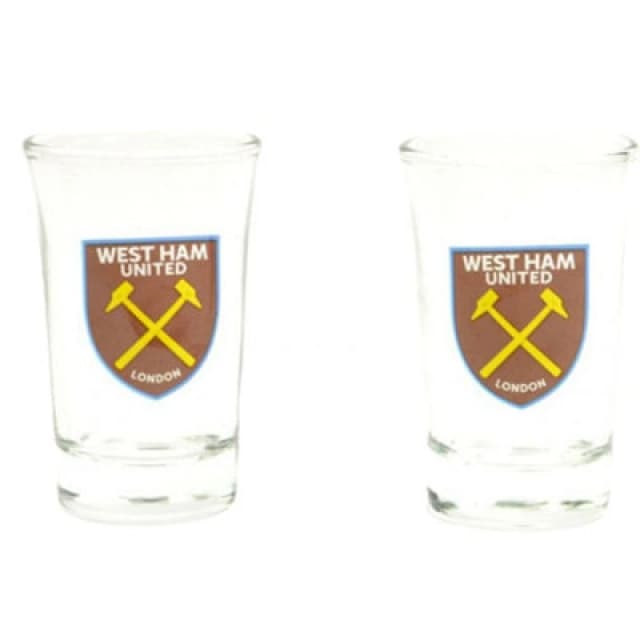 West Ham United FC West Ham United FC Shot Glass Set Pack of 2 in Clear Clear One Size Unisex 5063107061447