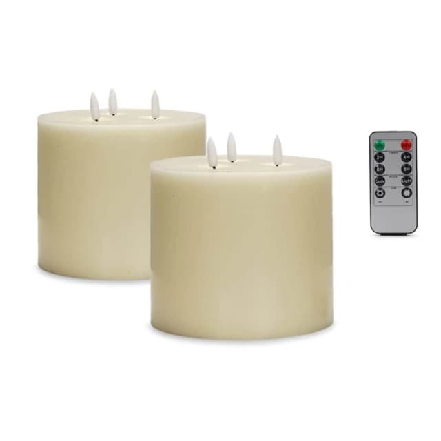ValueLights LED Set of 2 Flickering Flameless Wax Candle Ivory Light Decoration Ivory Unisex