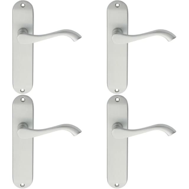 Loops 4x PAIR Curved Handle on Chamfered Latch Backplate 180 x 40mm Satin Chrome Multi