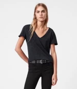 AllSaints Womens Emelyn Budan T-Shirt, Black, Size: XS