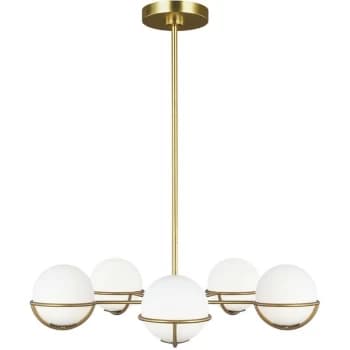 Apollo 5 Light Globe Pendant, Burnished Brass, G9 - Elstead