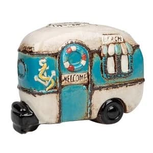 Village Pottery Caravan Money Box Blue