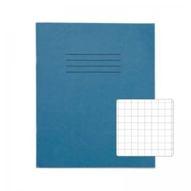 Rhino 8 x 6.5 Exercise Book 48 Page 10mm Squares S10 Light Blue...