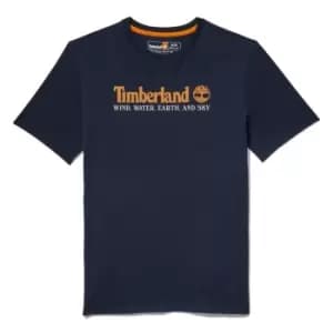Timberland Logo Print T Shirt - Blue