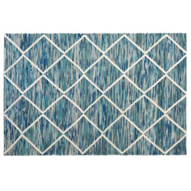 Beliani Rug Belenli Blue 140 X 200 Cm Wool