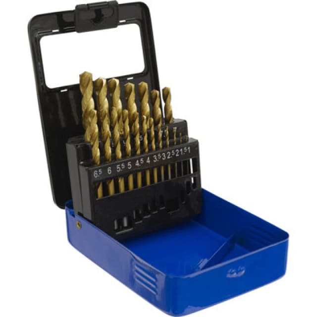 Loops 19 Piece Fully Ground HSS Drill Bit Set - 1mm to 10mm Sizes - Split Point Tip Multi