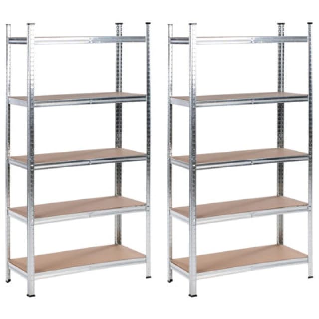 Beliani Set Of 2 Garage Shelves Xitta Metal 90 Cm 40 Cm Silver